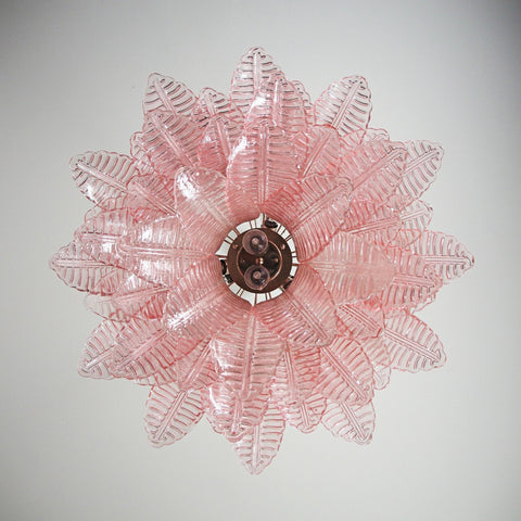 Murano Pink Glass Leaf Chandelier