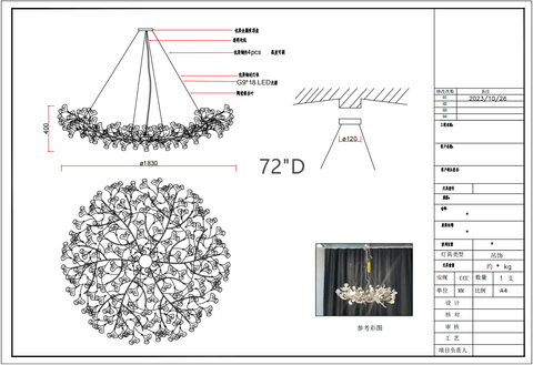 Ginkgo Round Chandelier Custom