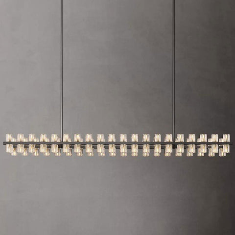Industrial Rectangular Crystal Chandelier