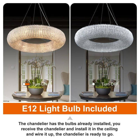 Halo Crystal Round LED Chandelier 60''