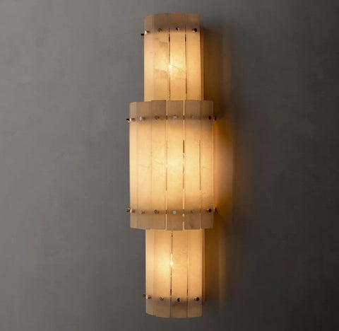 Aurelius Alabaster Round Wall Sconce 38''