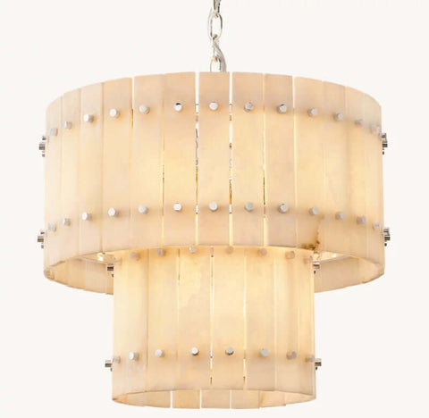 Aurelius Alabaster Round 2-Tiered Chandelier 22''