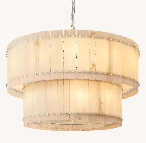 Aurelius Alabaster Round 2-Tiered Chandelier 48''