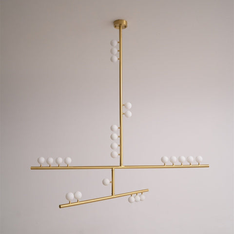 Brass Glass Drop Chandelier