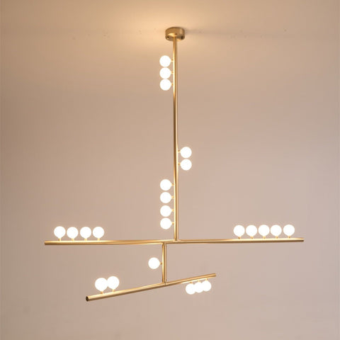 Brass Glass Drop Chandelier