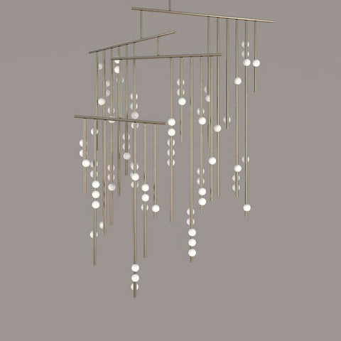 Brass Glass Drop Chandelier
