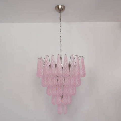 Murano Pink Glass Droplet Chandelier