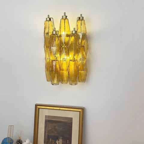 Murano Rhombus Amber Glass Wall Lamp
