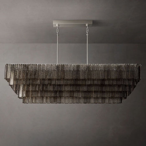 Samurai Smoke Rectangle Chandelier 77"W