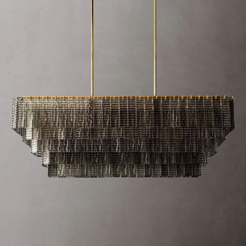 Samurai Smoke Rectangle Chandelier 59"W