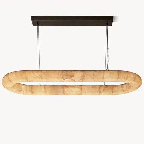 Alabaster Riven Oval Chandelier 57″W