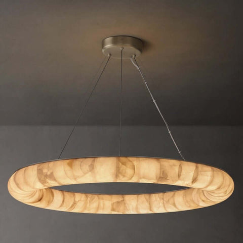Alabaster Riven Round Chandelier 41″D