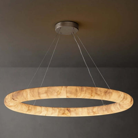 Alabaster Riven Round Chandelier 61″ D