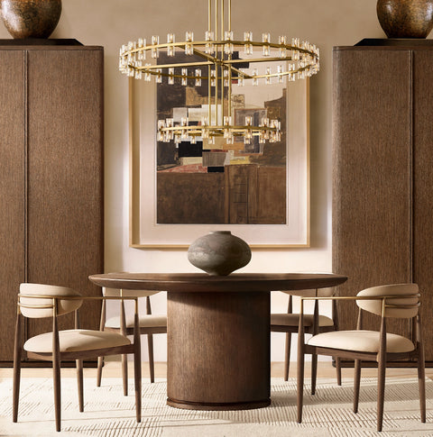 Industrial Round Two-Tier-Crystal Chandelier
