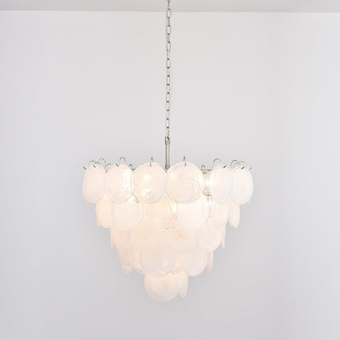 White Murano Disc Chandelier