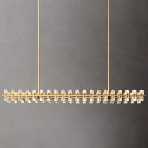 Industrial Rectangular Crystal Chandelier