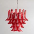Crimson Glass Murano Petals Chandelier