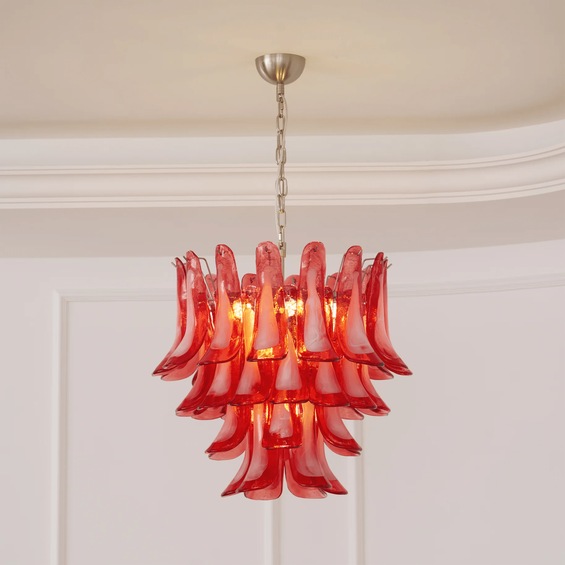 Crimson Glass Murano Petals Chandelier