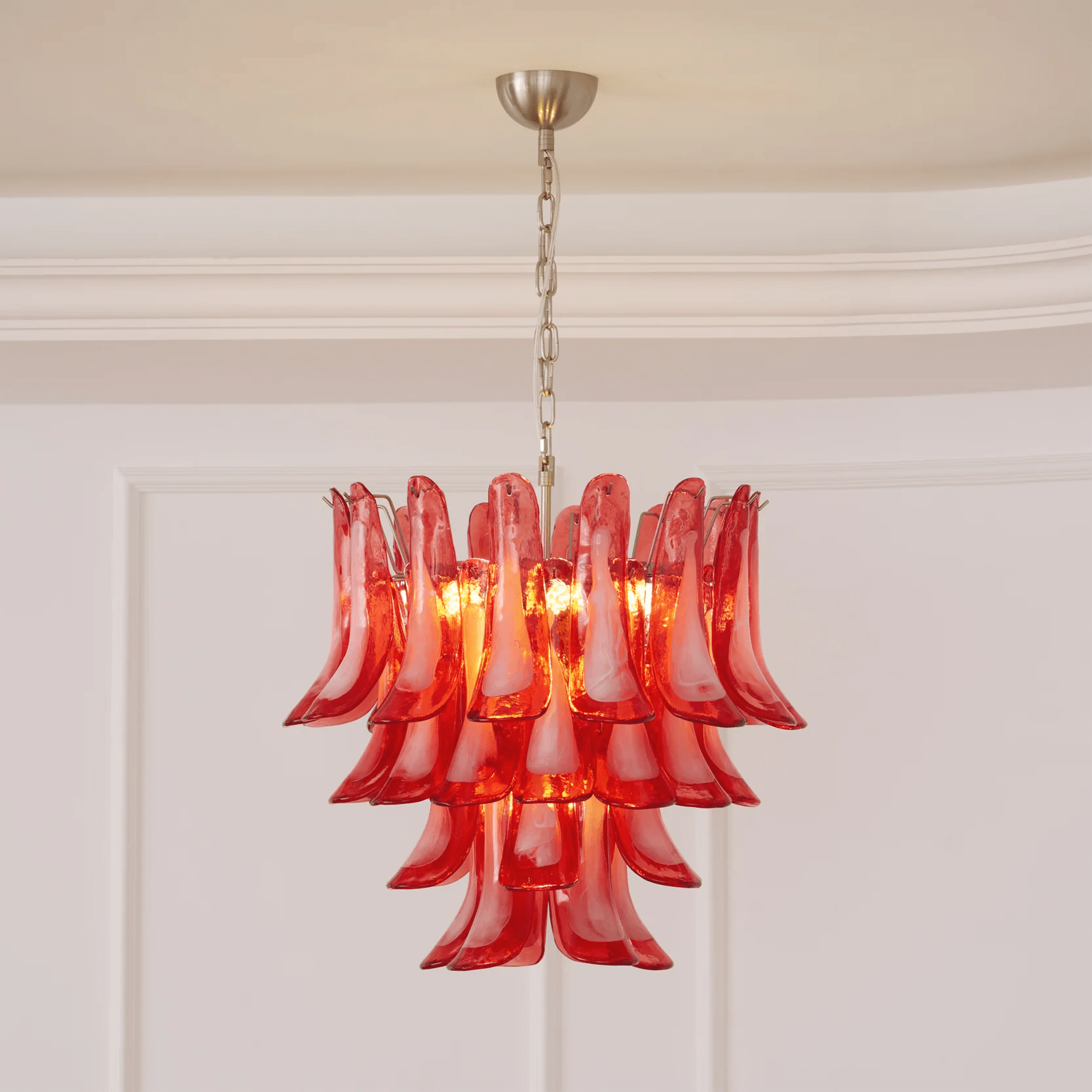 Crimson Glass Murano Petals Chandelier