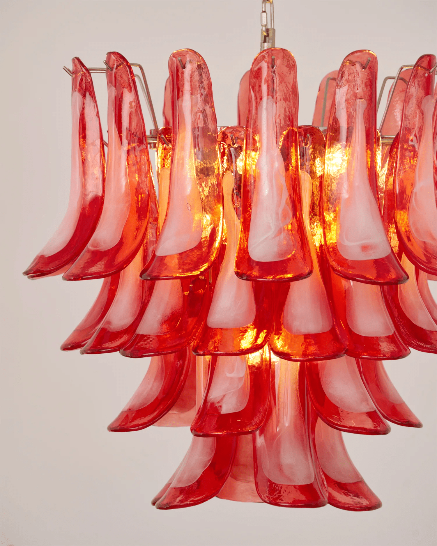 Crimson Glass Murano Petals Chandelier