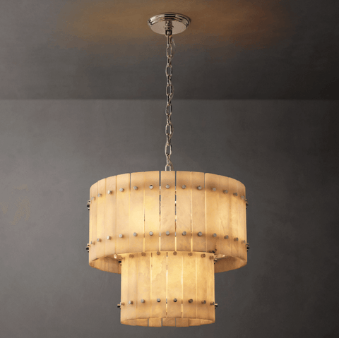Aurelius Alabaster Round 2-Tiered Chandelier 22''