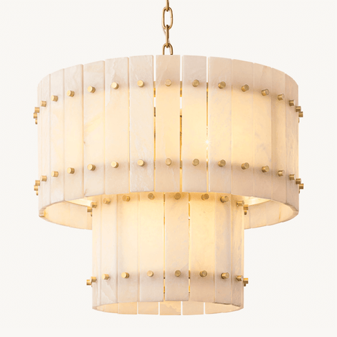 Aurelius Alabaster Round 2-Tiered Chandelier 22''