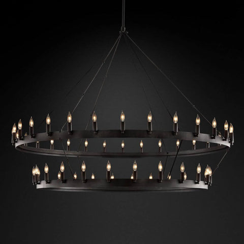 Camilo Vintage Candelabra 2-Tier Round Chandelier 63''D