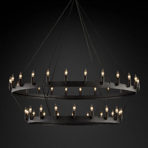 Camilo Vintage Candelabra 2-Tier Round Chandelier 50''D