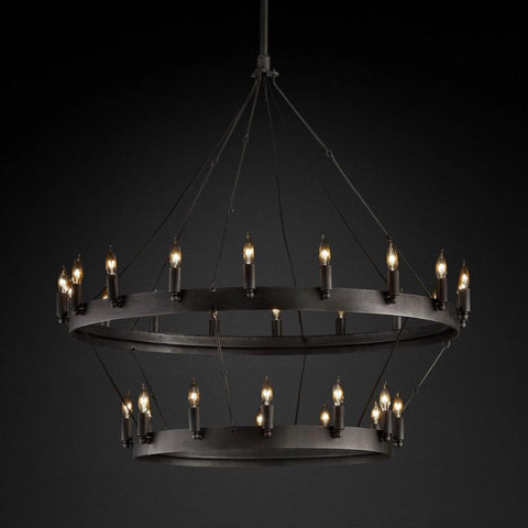 Camilo Vintage Candelabra 2-Tier Round Chandelier 38''D