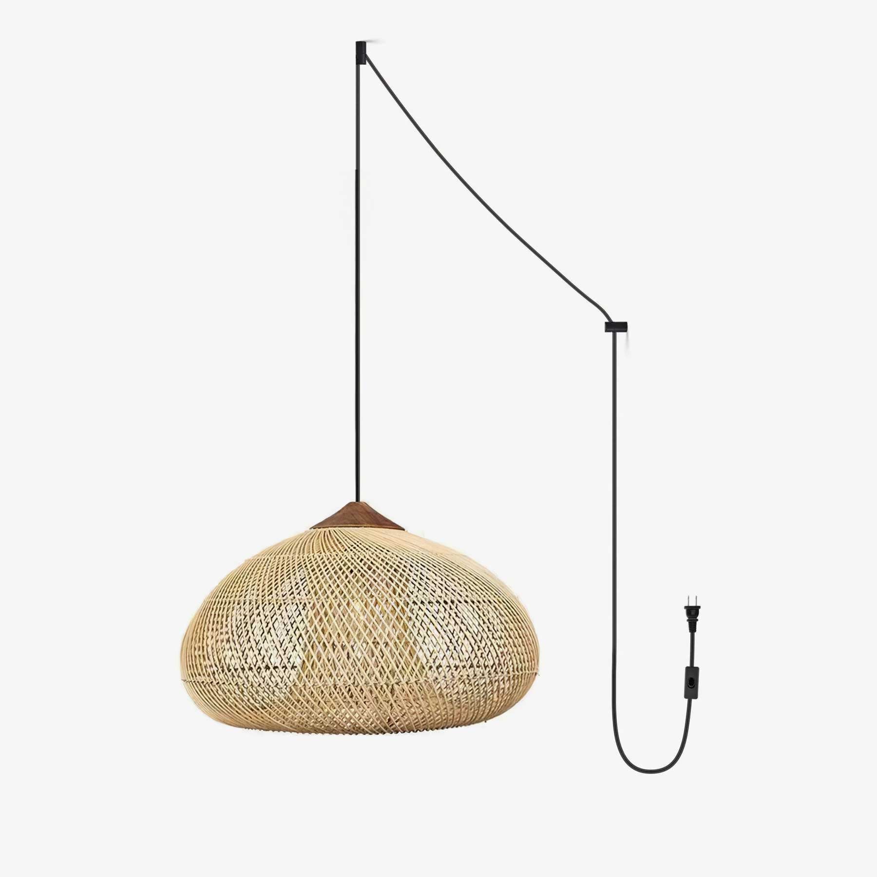 Braided Rattan Swag Pendant Lamp