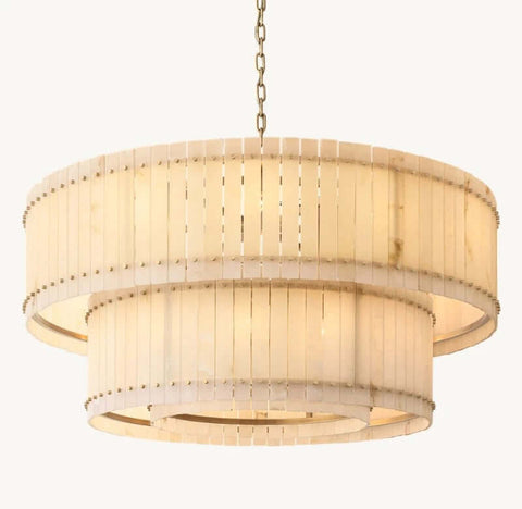Aurelius Alabaster Round 2-Tiered Chandelier 60''
