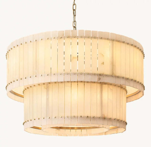 Aurelius Alabaster Round 2-Tiered Chandelier 48''