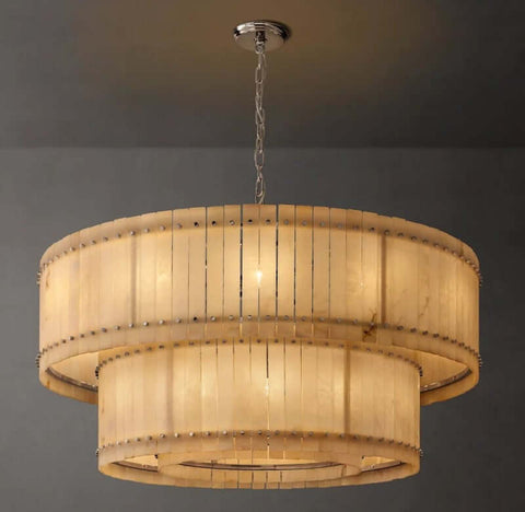 Aurelius Alabaster Round 2-Tiered Chandelier 60''