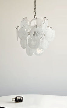 Aqua White Glass Murano Chandelier