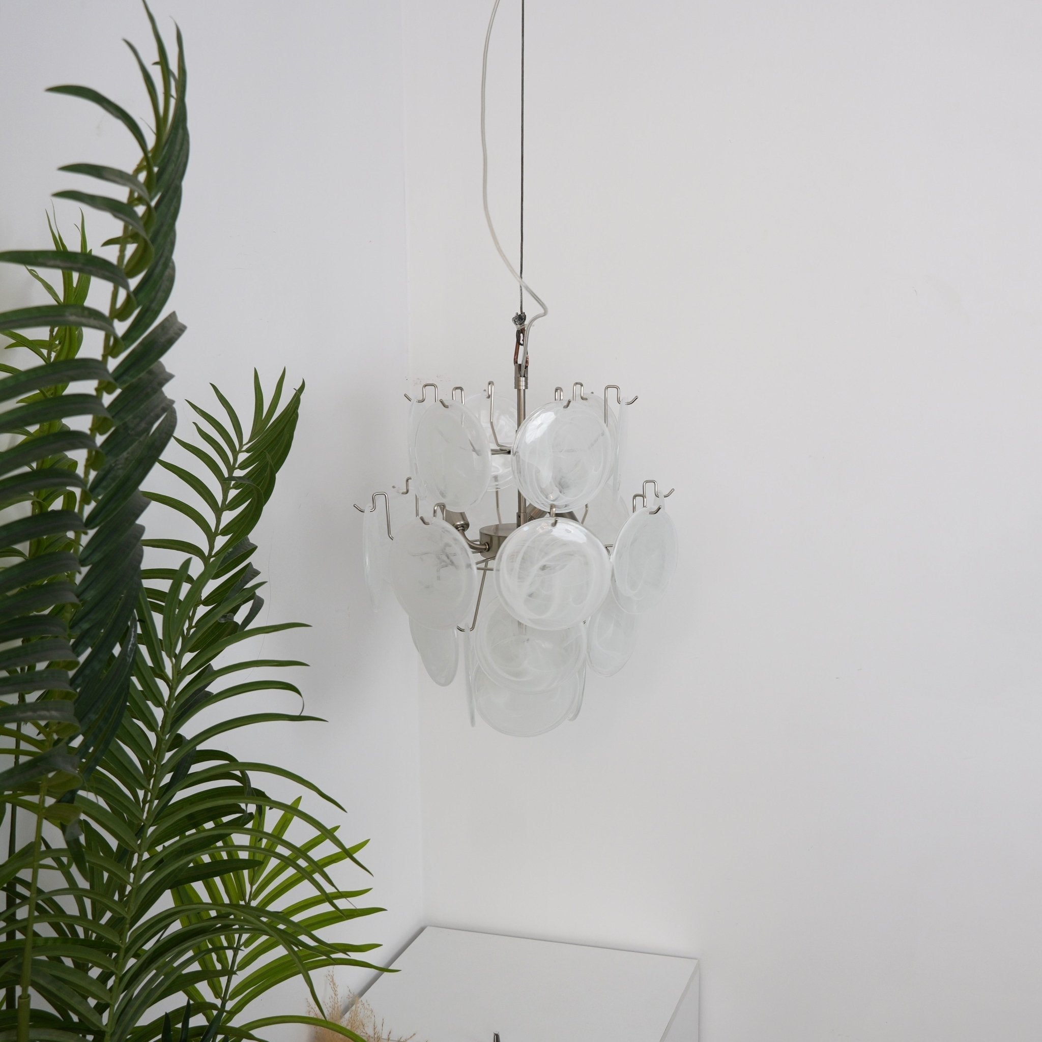 Aqua White Glass Murano Chandelier
