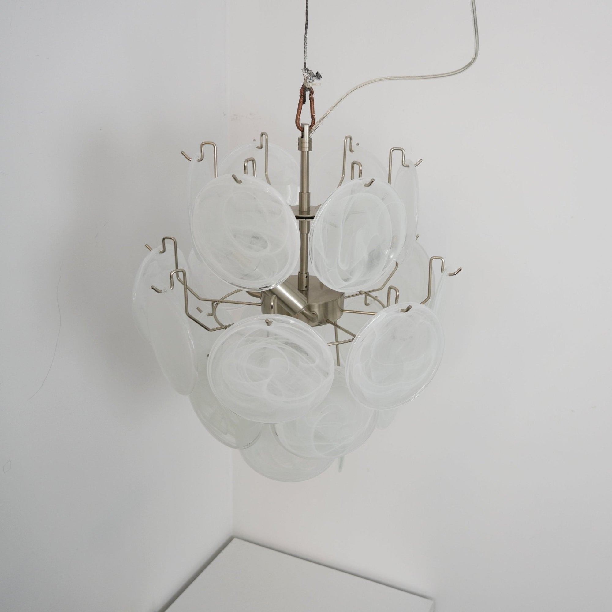 Aqua White Glass Murano Chandelier