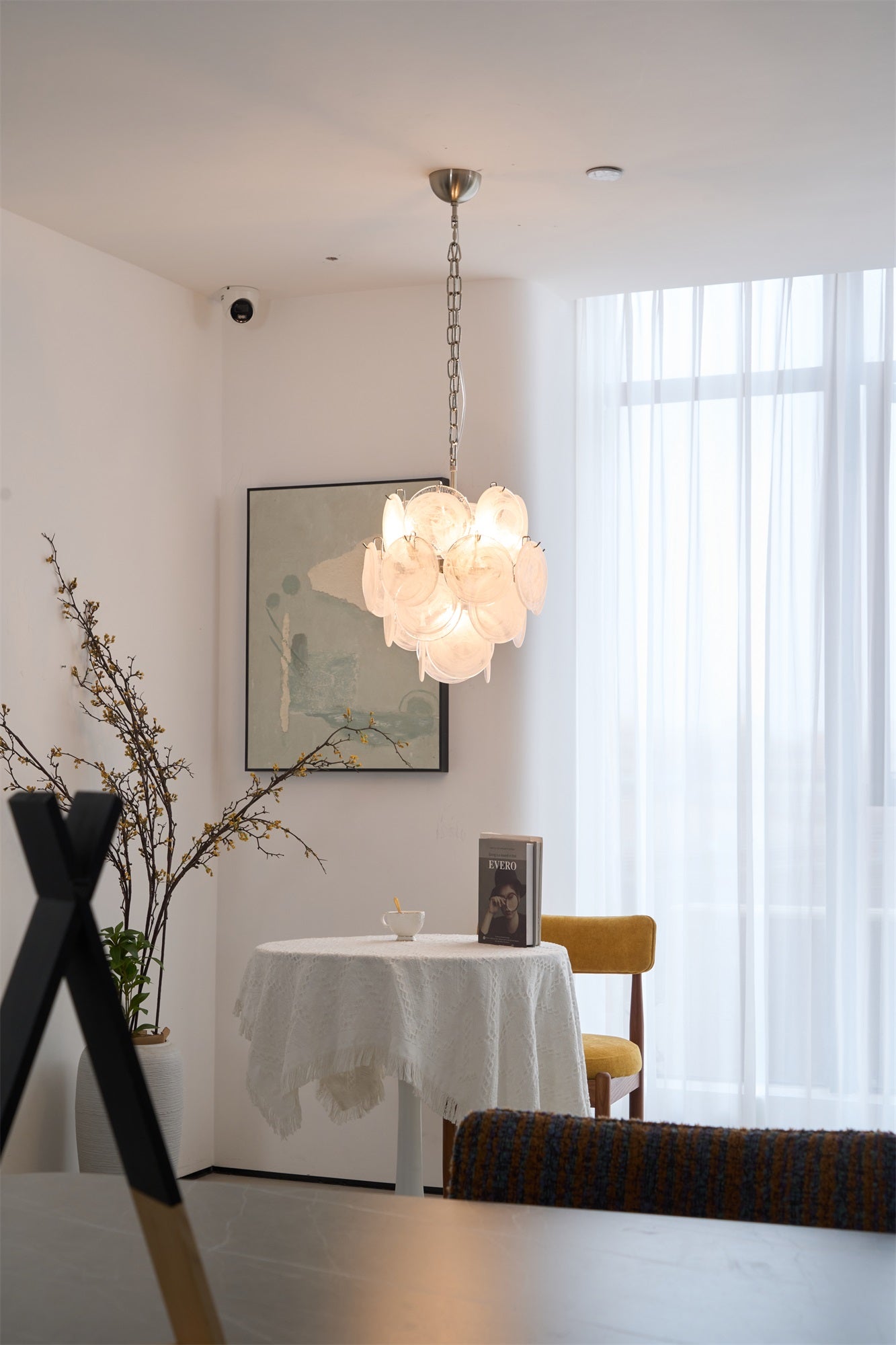 Aqua White Glass Murano Chandelier