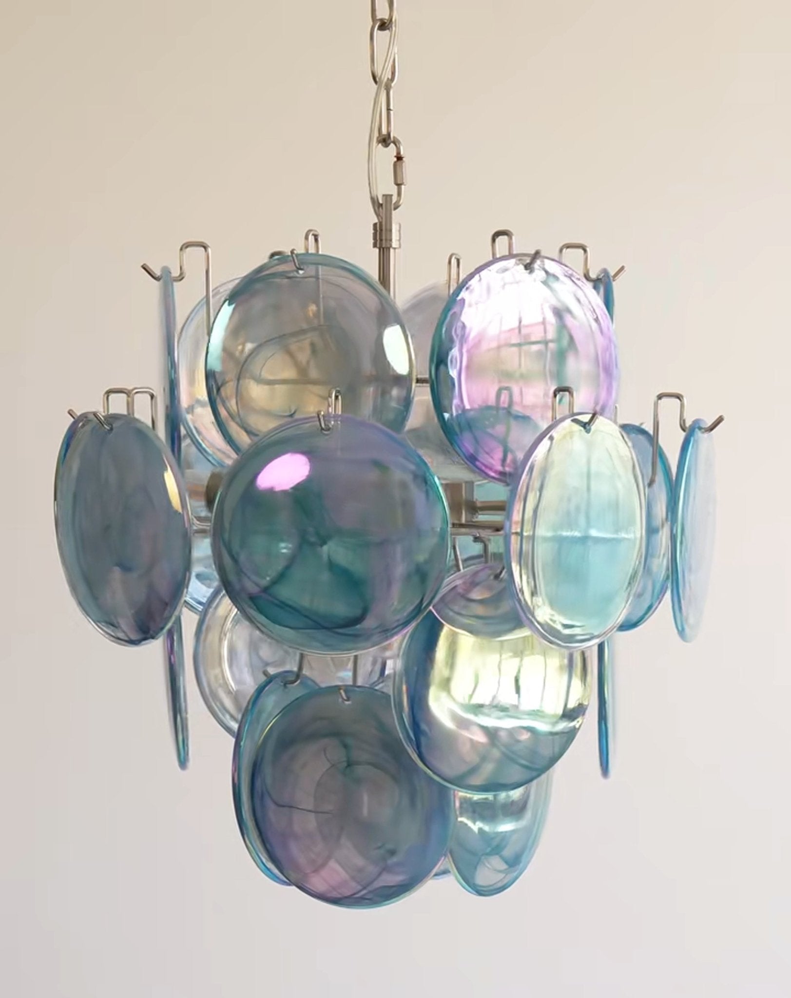 Blue Murano Disc Glass Chandelier