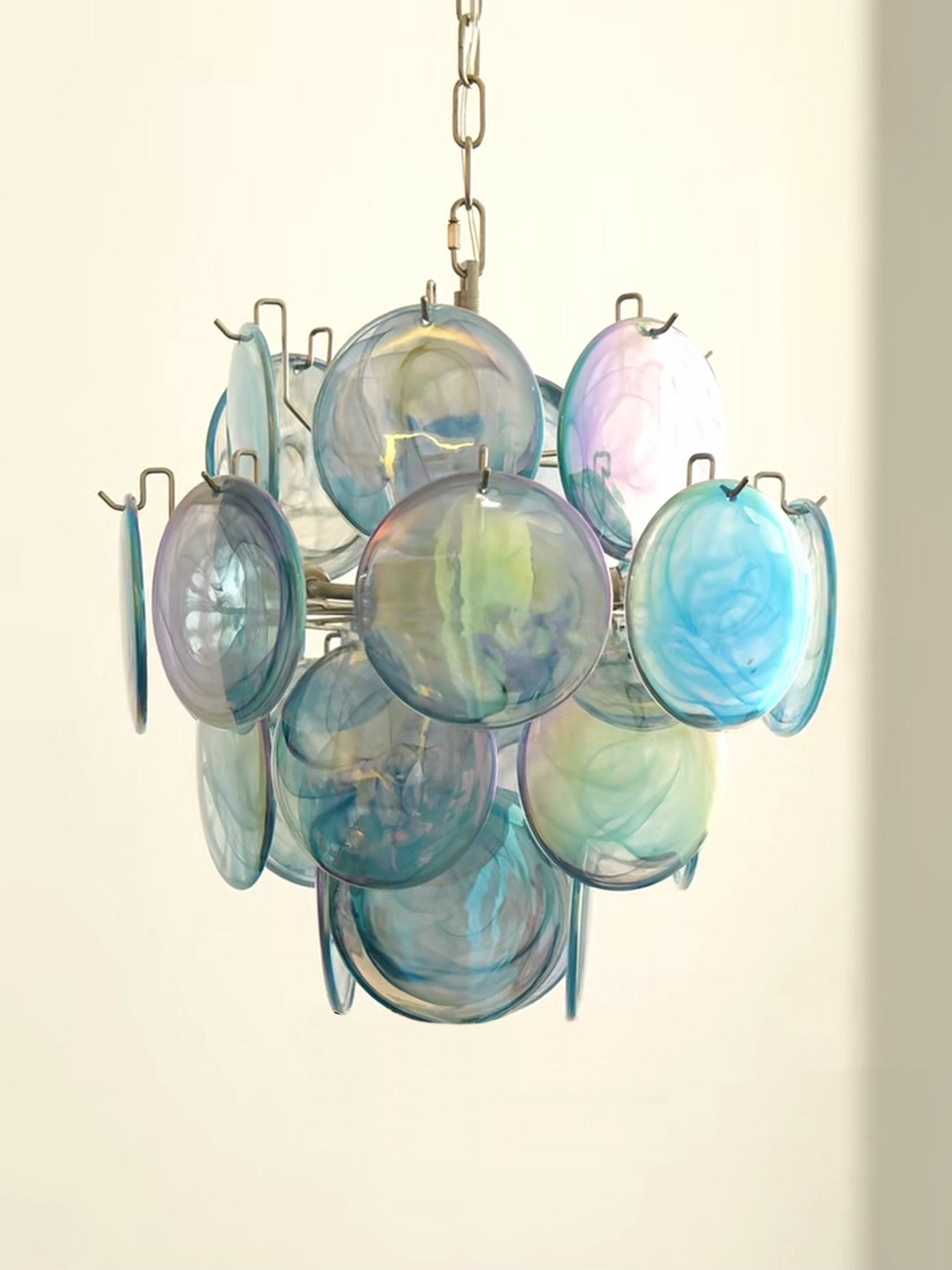 Blue Murano Disc Glass Chandelier