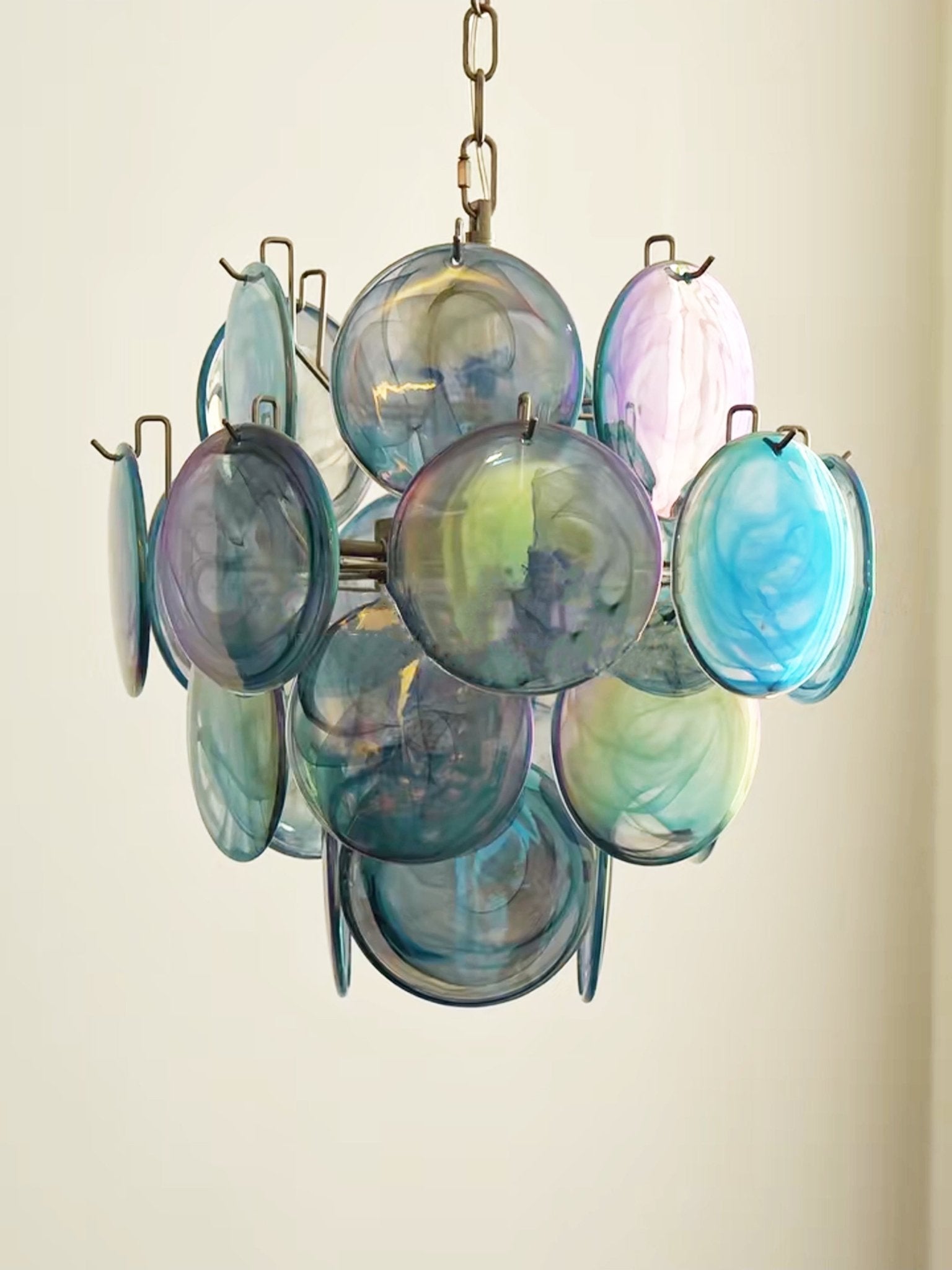 Blue Murano Disc Glass Chandelier