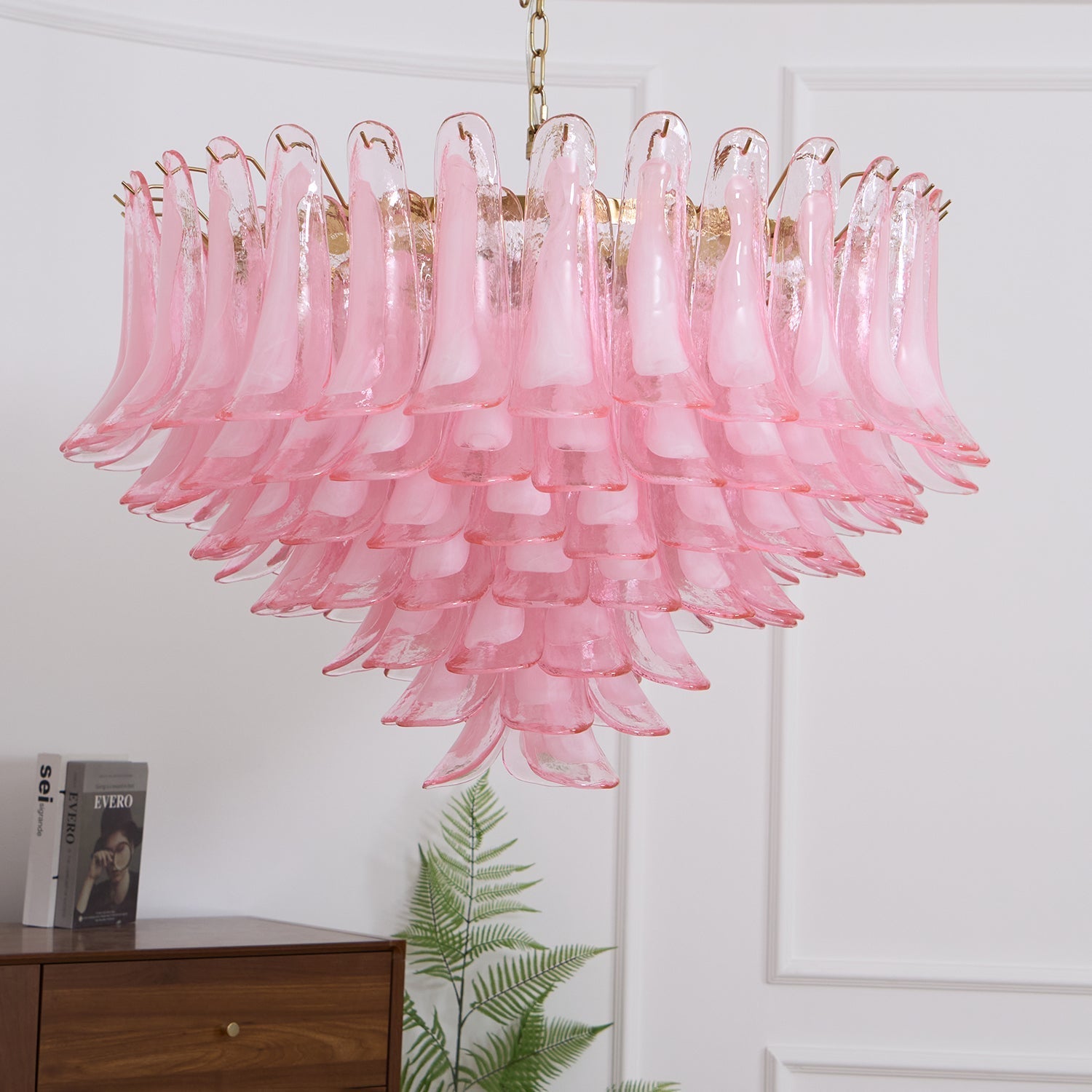 Blush Pink Glass Murano Chandelier