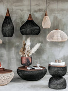 Braided Rattan Swag Pendant Lamp