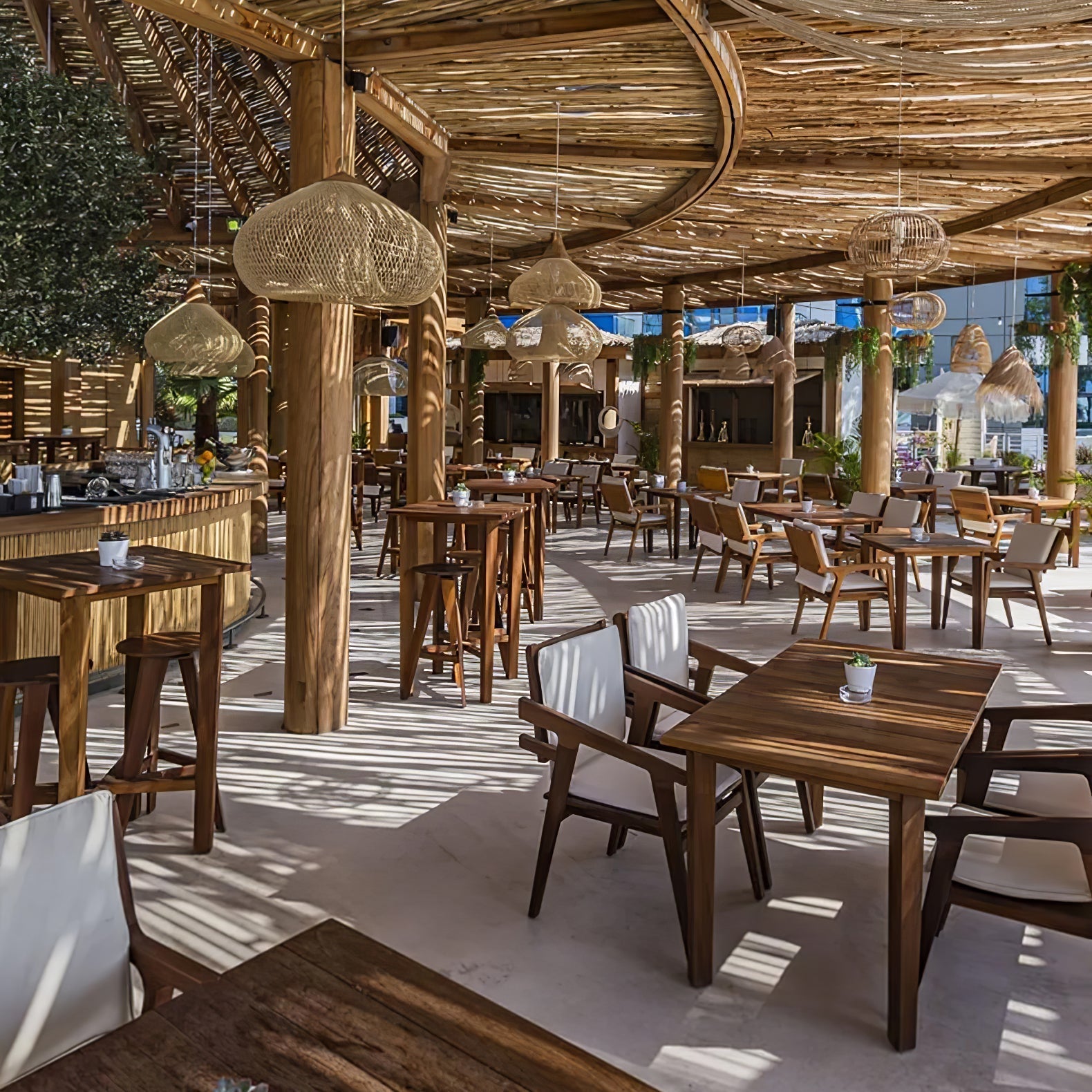 Braided Rattan Swag Pendant Lamp