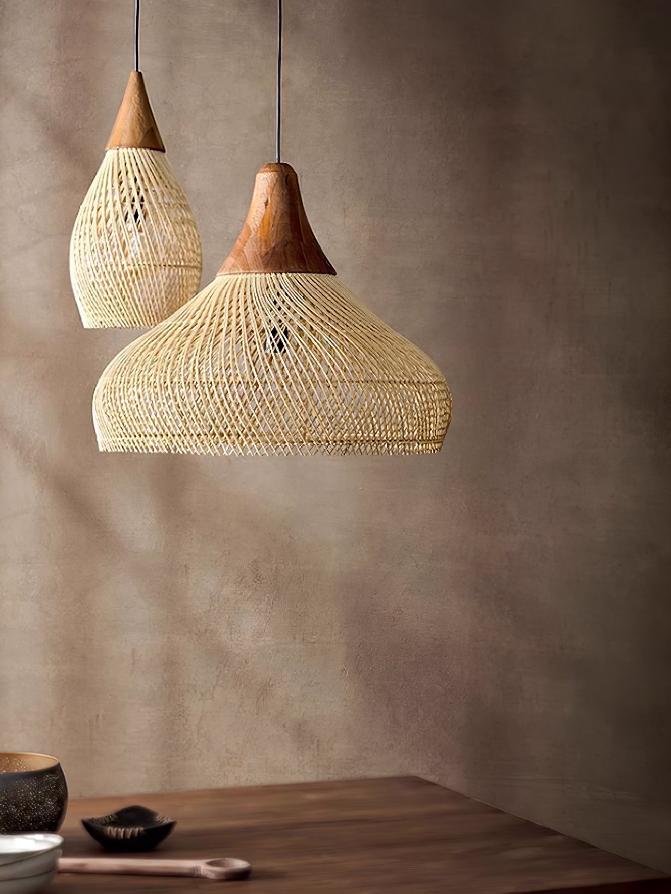 Braided Rattan Swag Pendant Lamp
