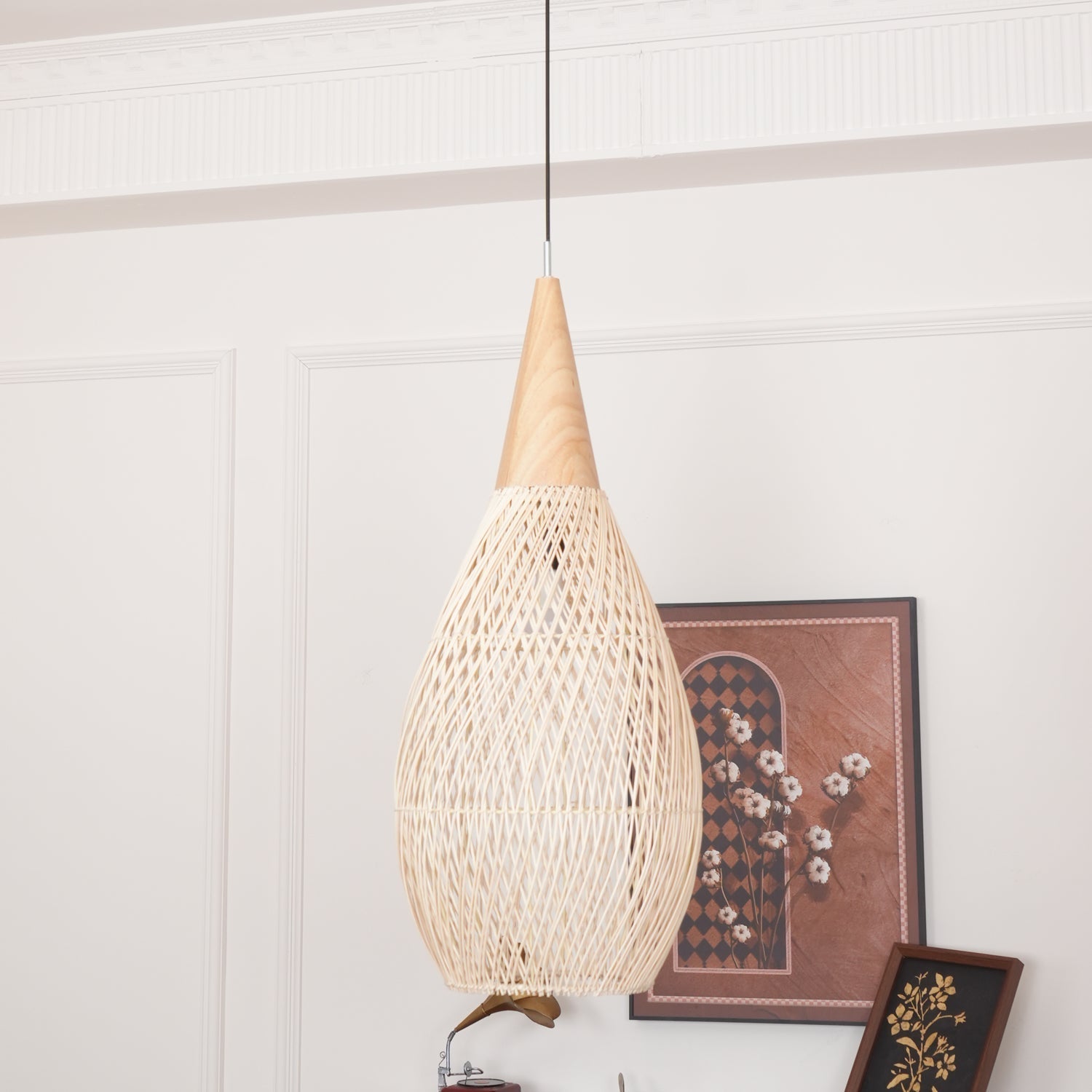 Braided Rattan Swag Pendant Lamp