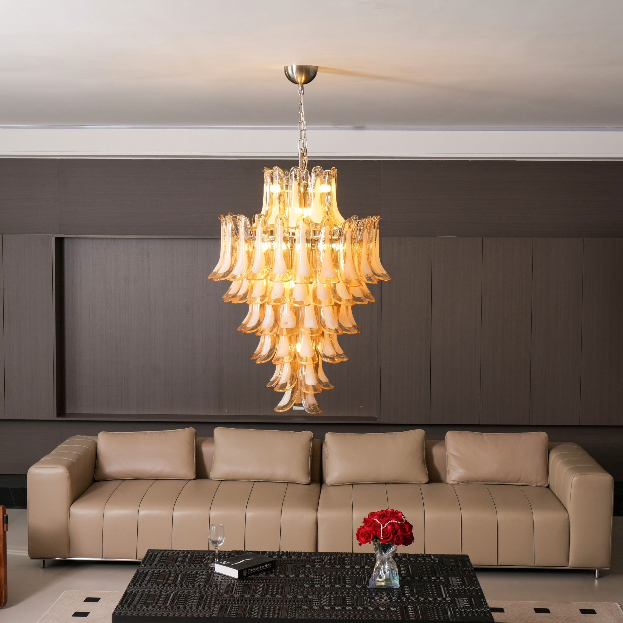 Amber Cloud Murano Glass Petals Chandelier