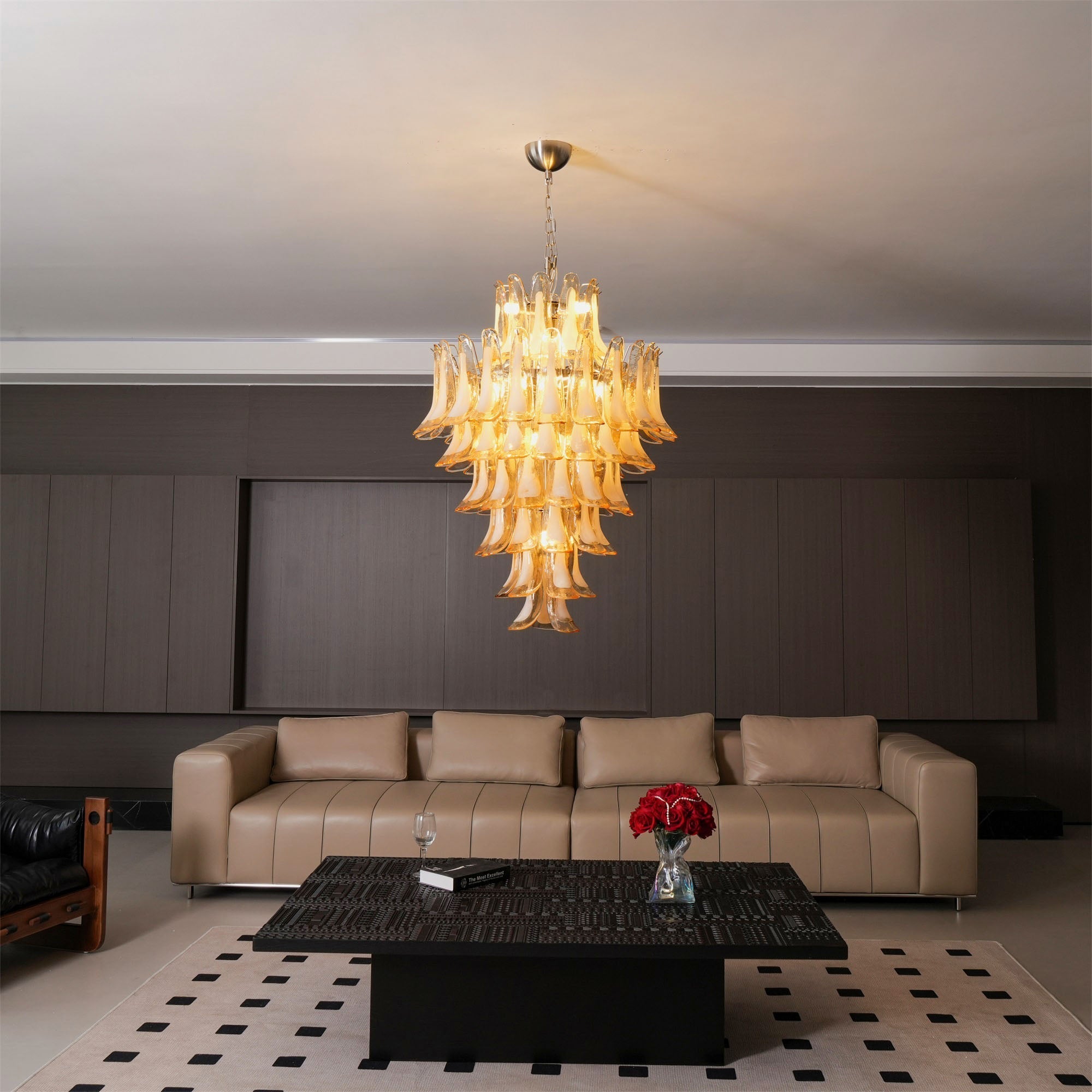 Amber Cloud Murano Glass Petals Chandelier
