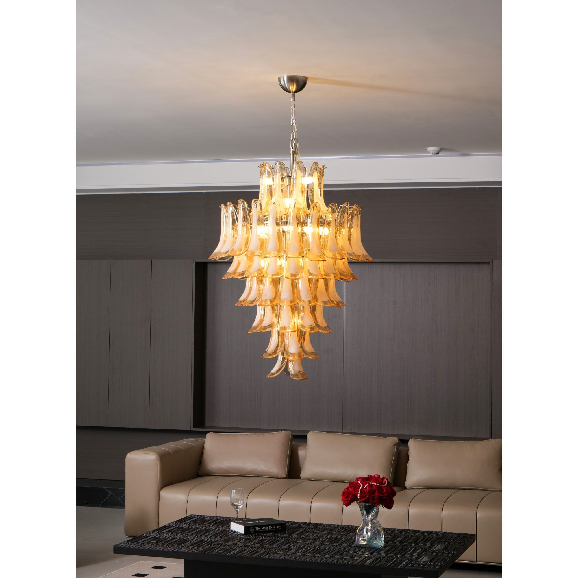 Amber Cloud Murano Glass Petals Chandelier
