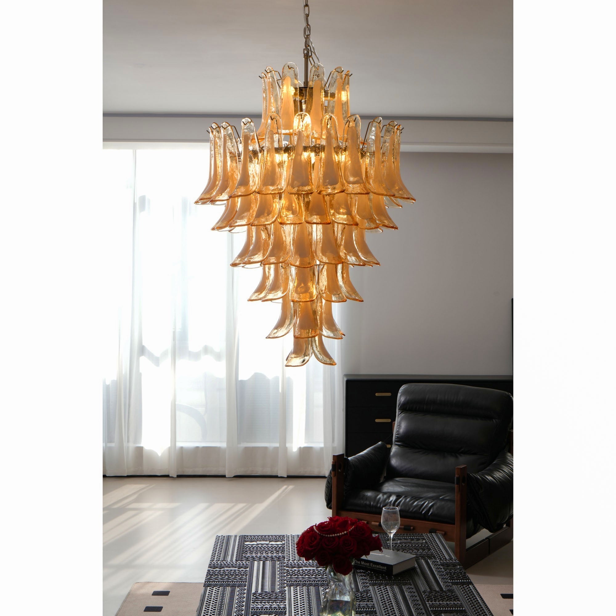 Amber Cloud Murano Glass Petals Chandelier