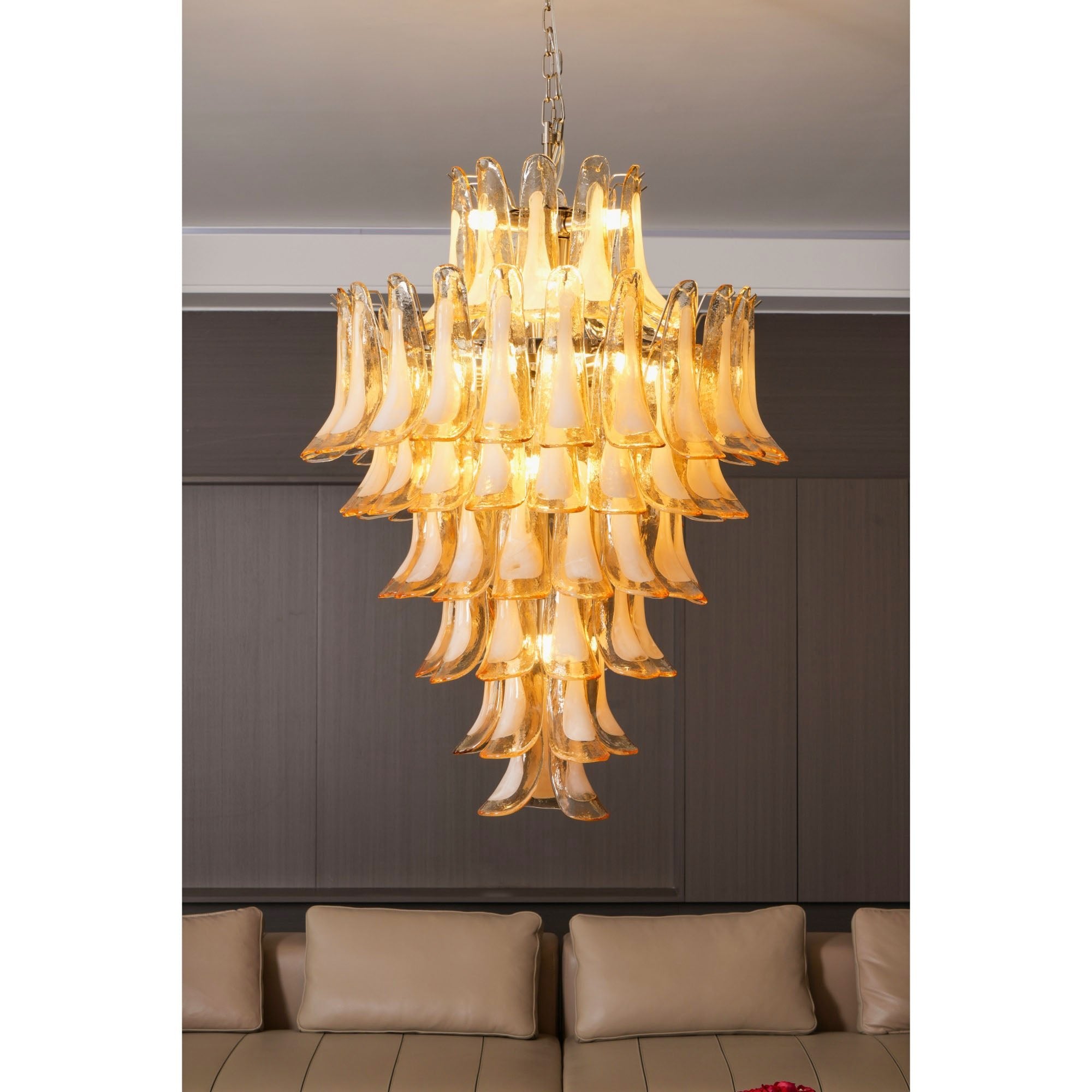 Amber Cloud Murano Glass Petals Chandelier